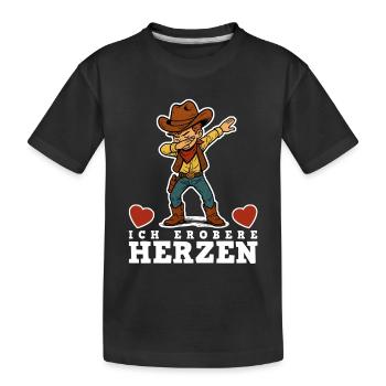 Cowboy Kinder - Kinder Premium Bio T-Shirt - Schwarz - Vorne
