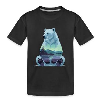 Polarbär mit Berglandschaft Innenmotiv - Kinder Premium Bio T-Shirt - Schwarz - Vorne