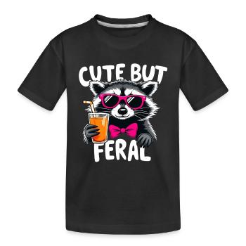 Un raton laveur doux mais sauvage - T-shirt bio Premium Enfant - noir - Devant