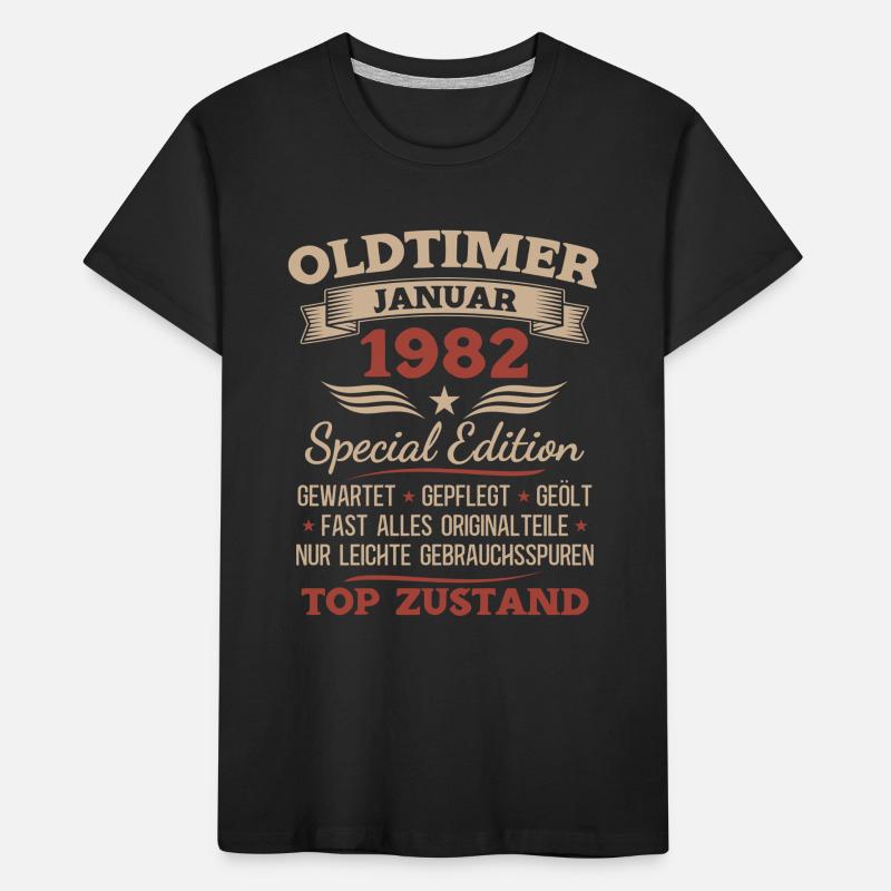 44. Geburtstag Geschenk Oldtimer Januar 1982 Kinder Premium Bio T-Shirt