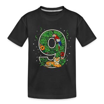 9. Geburtstag Dschungel Tiger Papagei Safari - Kinder Premium Bio T-Shirt - Schwarz - Vorne