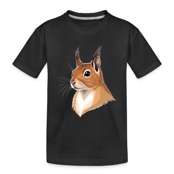 Tête d’écureuil illustrée - T-shirt bio Premium Enfant - noir - Devant