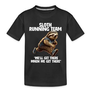 Faultier-Laufteam. Wir schaffen das. - Kinder Premium Bio T-Shirt - Schwarz - Vorne