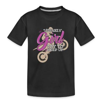 Motocross Je roule comme une fille en essayant de suivre le rythme - T-shirt bio Premium Enfant - noir - Devant