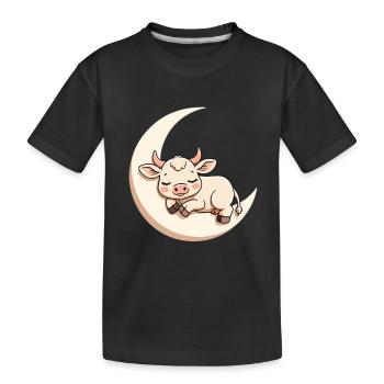 Moon cow in slumber - Kids' Premium Organic T-Shirt - black - Front