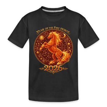 Chinesisches Neujahr 2026 Pferd Vintage  - Kinder Premium Bio T-Shirt - Schwarz - Vorne