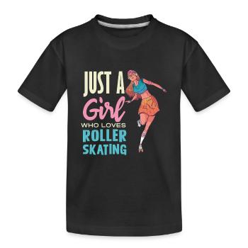 Just a Girl Loves Roller Skating - Kinder Premium Bio T-Shirt - Schwarz - Vorne