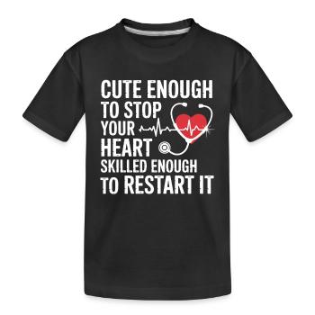 Redémarrage du cœur : mignon et fort - T-shirt bio Premium Enfant - noir - Devant