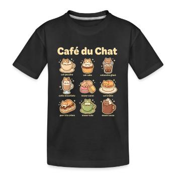 Café du Chat Katzengenuss - Kinder Premium Bio T-Shirt - Schwarz - Vorne
