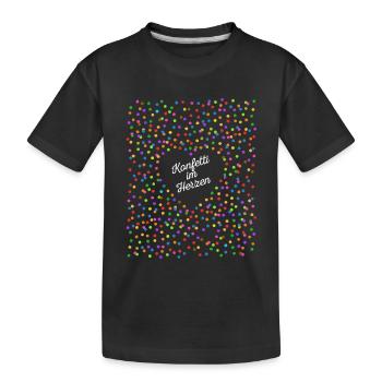 Konfetti im Herzen - Karneval im Blut Kostüm - Kinder Premium Bio T-Shirt - Schwarz - Vorne