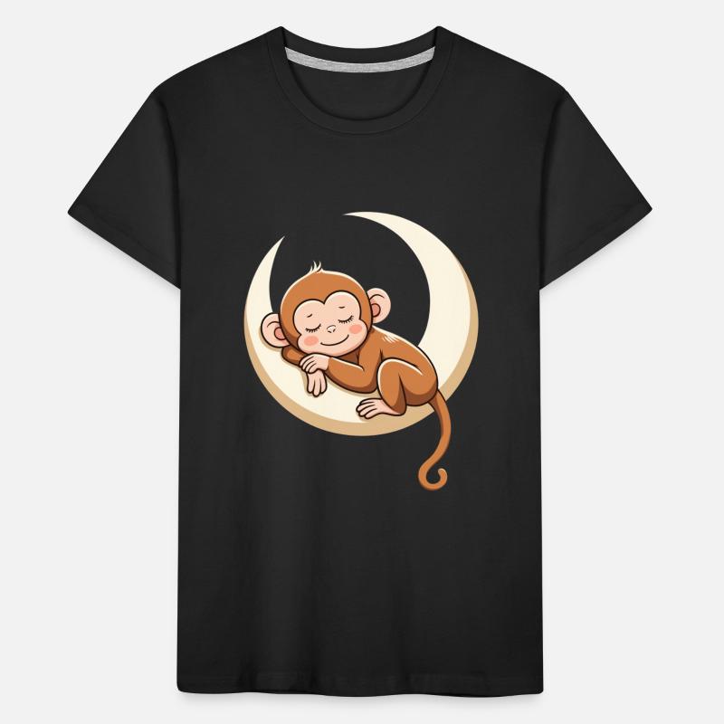 Sleeping monkey on moon pillow Kids' Premium Organic T-Shirt