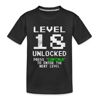 Level 18 Unlocked - Kids' Premium Organic T-Shirt - black - Front