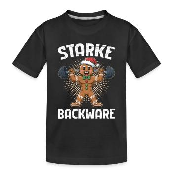 Lebkuchenmann STARKE BACKWARE Lustiges - Kinder Premium Bio T-Shirt - Schwarz - Vorne