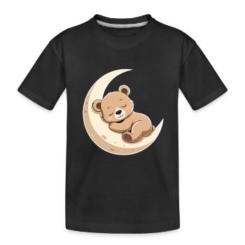 Ours câlin de lune dans un rêve - T-shirt bio Premium Enfant - noir - Devant