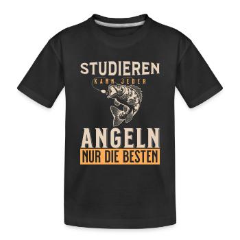 Tout le monde peut étudier la pêche uniquement le meilleur - T-shirt bio Premium Enfant - noir - Devant