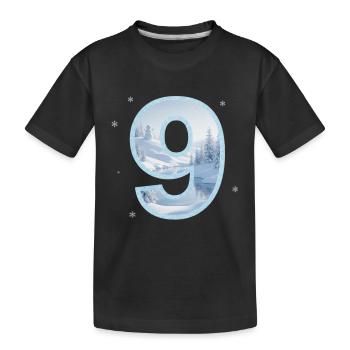 Bonhomme de neige pour le 9e anniversaire de Winter Wonderland - T-shirt bio Premium Enfant - noir - Devant