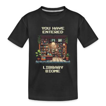 Bibliothek-Biom betreten | Bibliothek Bücher Lesen - Kinder Premium Bio T-Shirt - Schwarz - Vorne