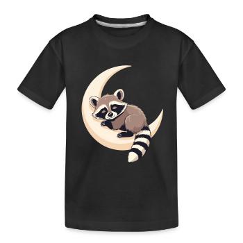 Mondraccoon auf der Sichel - Kinder Premium Bio T-Shirt - Schwarz - Vorne