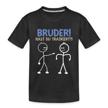 Strichmännchen HAST DU TRAINIERT LUSTIG - Kinder Premium Bio T-Shirt - Schwarz - Vorne