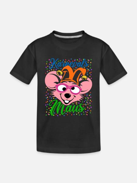 Karnevals Maus | Big Face Kostüm Verkleidung - Kinder Premium Bio T-Shirt - Schwarz