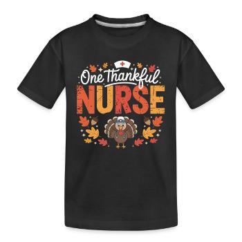 Dankbare Pflegekraft Truthahn - Kinder Premium Bio T-Shirt - Schwarz - Vorne
