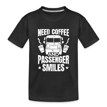 Brauche Kaffee und Lächeln der Fahrgäste - Kinder Premium Bio T-Shirt - Schwarz - Vorne