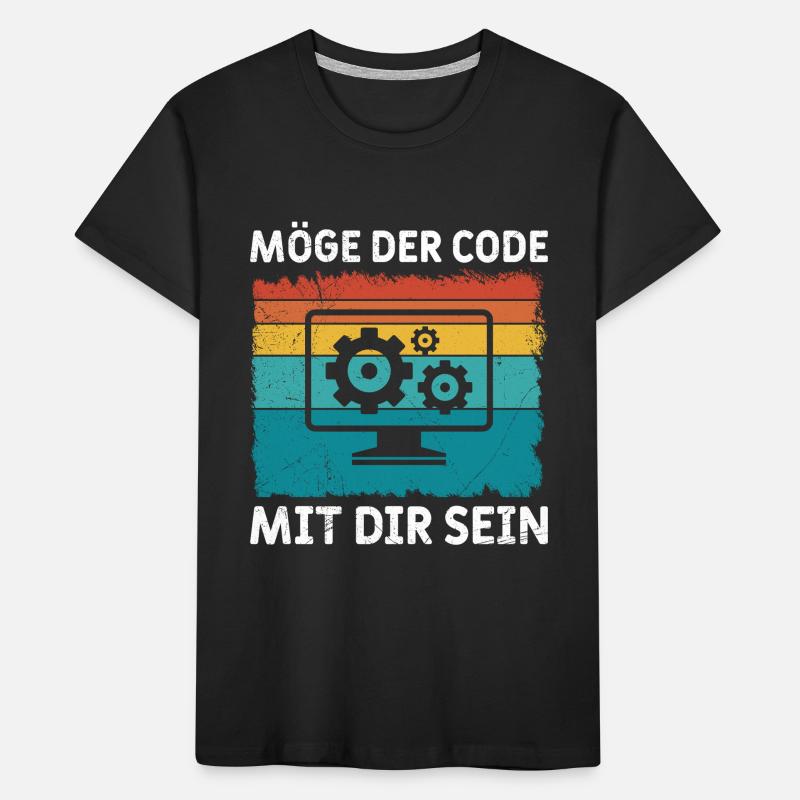 Nerd Computer MÖGE DER CODE MIT DIR SEIN LUSTIG Kinder Premium Bio T-Shirt