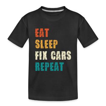MANGE, DORME, RÉPARE LES VOITURES RÉPÈTE - T-shirt bio Premium Enfant - noir - Devant