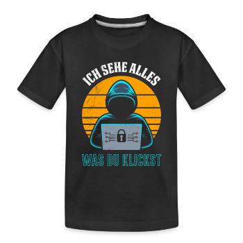 Computer ICH SEHE ALLES WAS DU KLICKST LUSTIG - Kinder Premium Bio T-Shirt - Schwarz - Vorne