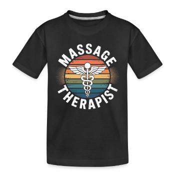 Retro Rainbow Massage Logo - Kids' Premium Organic T-Shirt - black - Front