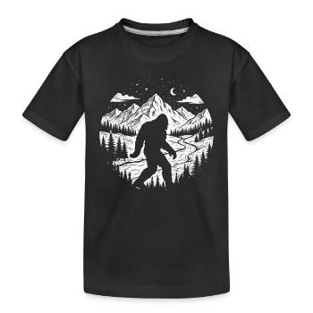 Bigfoot Forest Night Sasquatch - Kinder Premium Bio T-Shirt - Schwarz - Vorne