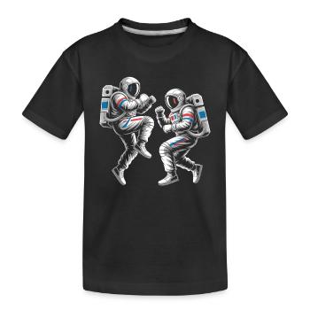 Astronaut duels in retro style - Kids' Premium Organic T-Shirt - black - Front