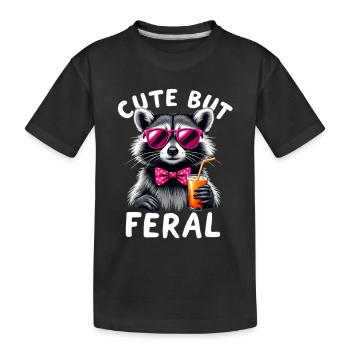 Raton laveur mignon mais sauvage avec des lunettes roses - T-shirt bio Premium Enfant - noir - Devant