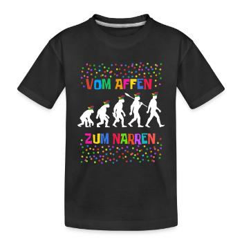 Homo Karnevalis | Vom Affen zum Narren, Fastnacht - Kinder Premium Bio T-Shirt - Schwarz - Vorne