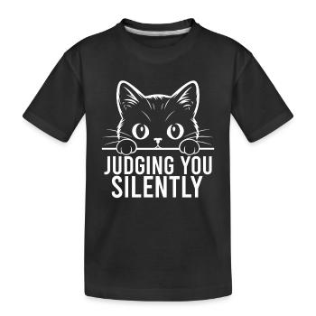 Funny Cat, Judging You Silently - Kids' Premium Organic T-Shirt - black - Front