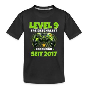 9th Birthday Gamer Shirt Level 9 Unlocked - Kids' Premium Organic T-Shirt - black - Front