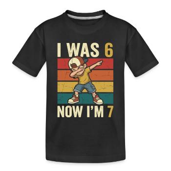 7e anniversaire, garçon de 7 ans, j’avais 6 ans maintenant dans 7 ans - T-shirt bio Premium Enfant - noir - Devant