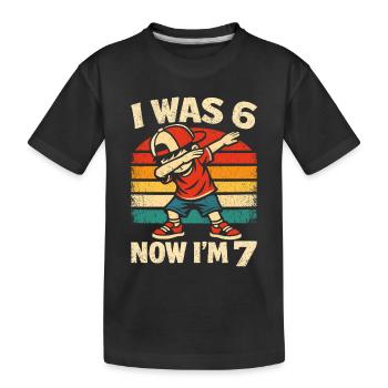 7th Birthday Boy 7 Years Old, I Was 6 Now In 7 - Kids' Premium Organic T-Shirt - black - Front