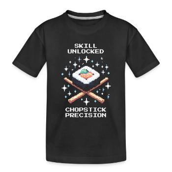 Skill freigeschaltet | Stäbchen Präzision - Kinder Premium Bio T-Shirt - Schwarz - Vorne