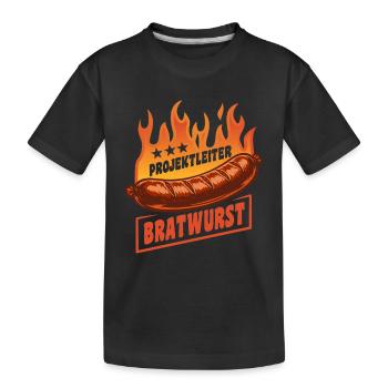 Projektleiter Bratwurst | Grillen Flammen Kult - Kinder Premium Bio T-Shirt - Schwarz - Vorne