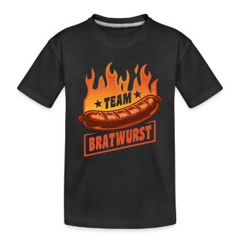 Team Bratwurst | Grillen Flammen Party - Kinder Premium Bio T-Shirt - Schwarz - Vorne