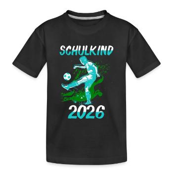 Schulkind 2026 Fußball - Kinder Premium Bio T-Shirt - Schwarz - Vorne