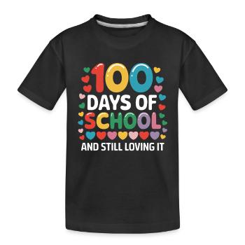 100 days of school and love for it - Kids' Premium Organic T-Shirt - black - Front