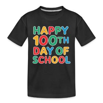 Hundertster Schultag Jubel - Kinder Premium Bio T-Shirt - Schwarz - Vorne