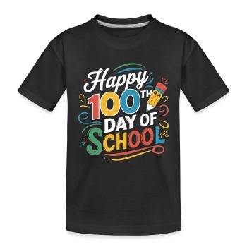100. Tag der Schule Jubel - Kinder Premium Bio T-Shirt - Schwarz - Vorne