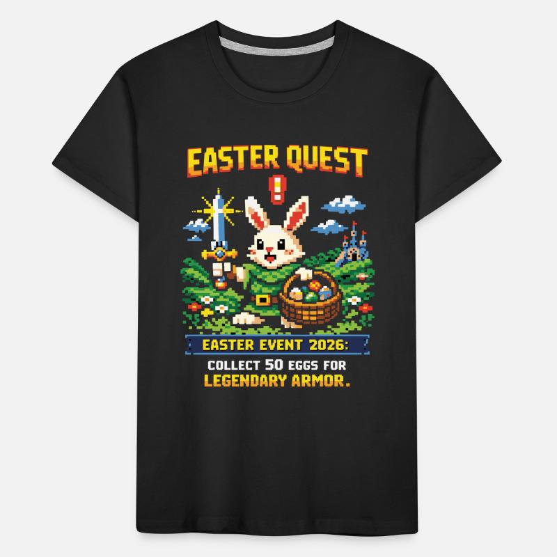 Easter Quest Pixel Bunny and Loot Basket Kids' Premium Organic T-Shirt