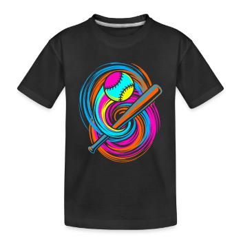 Batte de baseball et balle - T-shirt bio Premium Enfant - noir - Devant