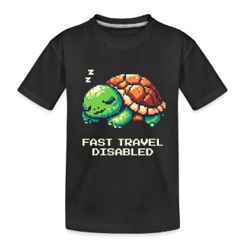 Fast Travel Disabled | Turtle - Kids' Premium Organic T-Shirt - black - Front