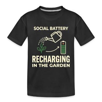 Humour social de jardin qui recharge la batterie - T-shirt bio Premium Enfant - noir - Devant