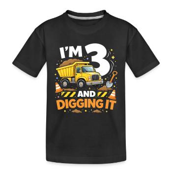 Ich bin 3 und grabe es - Kinder Premium Bio T-Shirt - Schwarz - Vorne